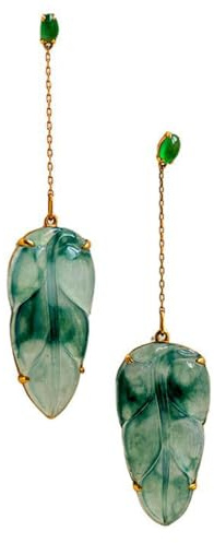 S925 Silver med Natural Jade Ice Green Tree Leaf Ear Studs Örhängen för kvinnor Yoga Genuine 1