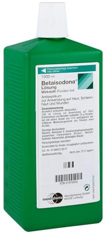 Betaisodona® Lösung 1000 ml – Antiseptische Lösung mit Depotwirkung – bei Wunden, Entzündungen & infektiösen Hautstellen – verdünnt auch zum Waschen, Spülen & Baden einsetzbar