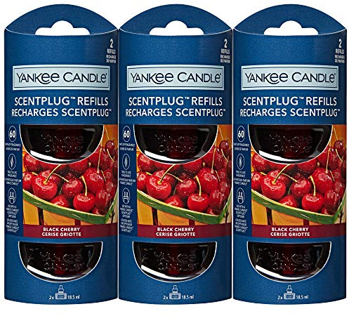Yankee Candle 3X Black Cherry Elektrische Plug-In-Nachfüllpackung, Doppelpack, insgesamt 6 Nachfüllpackungen