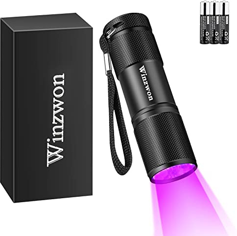 Winzwon UV Schwarzlicht Taschenlampe Haustiere Urin-Detektor für eingetrocknete Flecken Ihrer Hunde, Katzen und Nagetiere auf Teppichen, Vorhänge, Gardinen, Heimtierurindetektoren