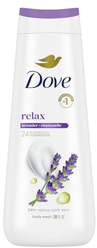 Dove Relaxing Body Wash Beruhigt und beruhigt Haut, Lavendelöl und Kamille, wäscht effektiv Bakterien ab und pflegt Ihre Haut, 625 ml