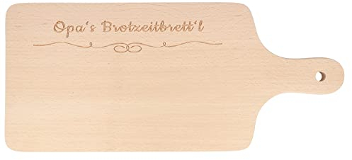 Spruchreif | Schneidebrett mit Griff und Gravur „Opa's Brotzeitbrett’l“ – Küchenbrett aus Holz | Geschenkidee für Opa