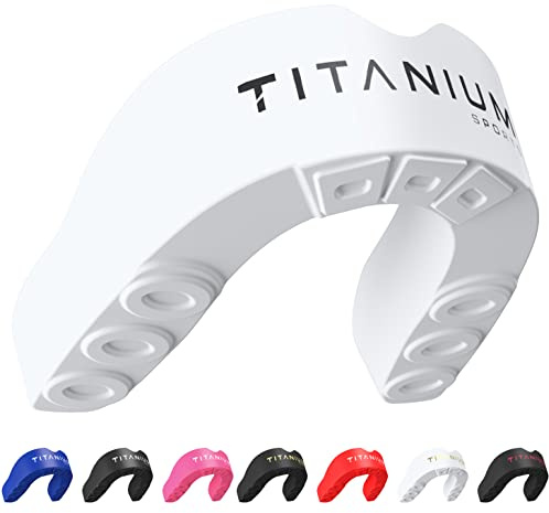 Titanium sports Protège-dents qualité supérieure,Protège-dents sport fin étui,protection la mâchoire lors des contact,Protège-dents durable boxe,MMA,judo,karaté,rugby,hockey,football Blanc