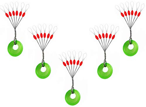 Milepetus 300/600 Stück Gummi Angeln Bobber Stopper,6 in 1 Float Sinker Stopps,3 Größen Schwarz Rot Orange Oval Zylinder Float Stop Verfügba