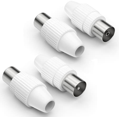 Spinotto Antenna TV / 2x Maschio e 2x Femmina Connettori Antenna TV Connettore Maschio e Femmina Antenne TV DVB-C Radio e DVB-T2 per Cavo Antenna SAT Coassiale 4K UHD