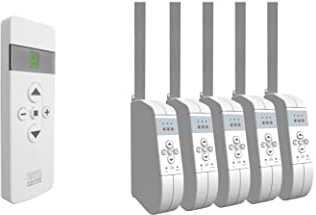 WIR elektronik, eWickler 5 Fenster Funk-Set, eW930-F-M, 5x elektrischer Gurtwickler + 1x Fernbedienung FB-9, für 12-15 mm Gurtband, Aufputz, bis 45 kg, inkl. Netzstecker (5 Fenster)