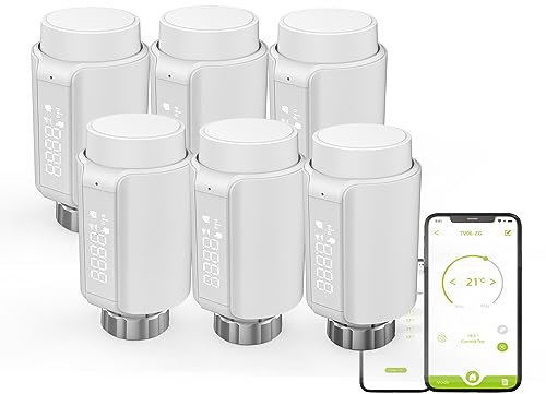 Qiumi Smart Zigbee Thermostatic Radiator Valve Head,Programmable Thermostat,Temperature Heater,TRV, Alexa, Voice Control