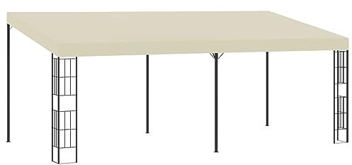 LAPOOH Wand-Pavillon, Faltpavillon, Pergola, Partyzelt, Standmarkise, Sonnenzelt, Garten Pavillion, Grillpavillon, 3x6 m Cremeweiß Stoff