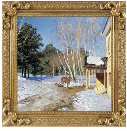 FOLKOR Antiker goldener 30,5 x 30,5 cm großer Leinwandrahmen aus Massivholz, Barock, kunstvoller Kunstrahmen für Ölgemälde, Drucke, Bilder, Poster, fertiger offener Rahmen, ohne Rückseite und