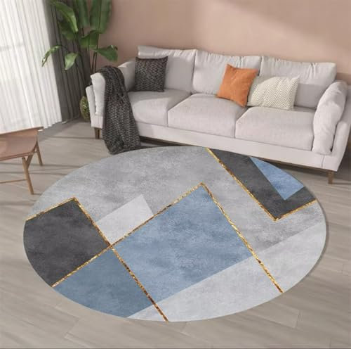 DJHWWD Schlafzimmers Kinderteppich bodenschutzmatte Kinder Wohnzimmer Grauer Teppich Schlafzimmer runder feuchtigkeitsbeständig und schmutzabweisend terrassen deko Teppichboden 170X170CM