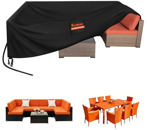 Kovshuiwe Överdrag för trädgårdsmöbler, 242 x 125 x 90 cm skyddande trädgårdsmöbler vattentätt, vindtätt, UV-beständigt, 420D tung vindtätt, skyddande presenning, presenning för trädgårdsmöbler