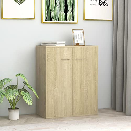 Myheimly Sideboard mit 2 Türen Kommode Anrichte Mehrzweckschrank Schrank Beistellschrank Flurschrank Standschrank 60x30x75cm Holzwerkstoff Sonoma Eiche