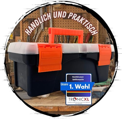 TronicXL Sonderposten 12 x Werkzeugkoffer aus robustem Kunststoff mit Kleinteilemagazin Werkzeug Koffer Kiste leer klein Werkzeugkiste Angelbox Werkzeugkasten Restposten B2B