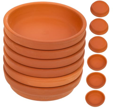 HANABASS Sottovasi Rotondi in Terracotta Arancio, 10 Pezzi per Piante | Uso Interno ed Esterno, Alta Traspirazione e Buona Durata, Accessori per Fioriere e Contenitori da Giardino