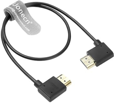 Uonecn 8K HDMI 2.1 Kabel High Speed 48Gbps 8K@60Hz 4K@120Hz HDMI Kabel für Atomos Ninja V, Z CAM E2, Sony FS5 / FS7 / A7S3, Canon C300, Panasonic GH5S, 50cm, Links auf Rechts gewinkelt