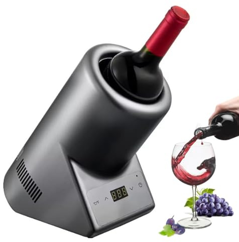 Drmoxin Enfriador De Vino Eléctrico, para 750 ml De Vino Y Champán, Enfriador De Vino para Una Sola Botella En El Patio, Mantiene Frío hasta 24 Horas para Cerveza, Agua, Leche, Vino, Bebidas,Grey