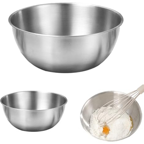 Générique Mixing Bowls - Stainless Steel Mixing Bowl | Cooking Bowls | Food Grade Kitchen Serving Basin with Scale | Dishwasher Wash