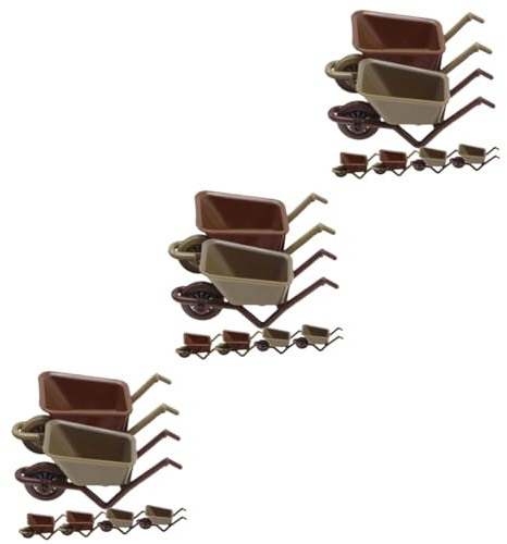 Hemobllo 18 Pollici Mini Carriola in Plastica per Casa delle Miniatura per Decorazioni Micro Paesaggio Accessori Giardino in Verde e Marrone