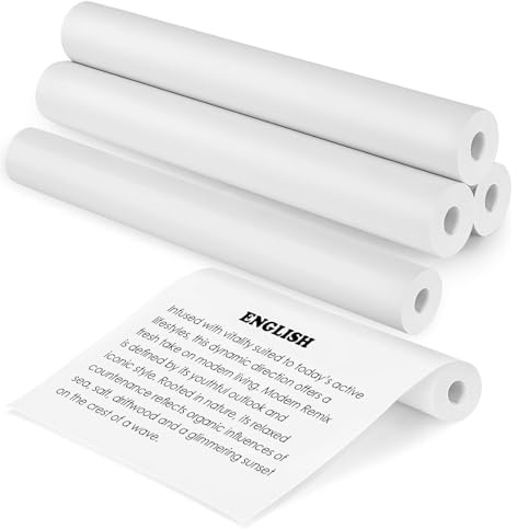 Holtrae 5 Rollen Thermopapier für Tragbaren Drucker, Thermodrucker Papier A4, Nachfülldruckpapier Thermodrucker Papier a4, Für Datei, Fotodruck, Webseiten, Notizen, Etiketten, 210 x 25 mm