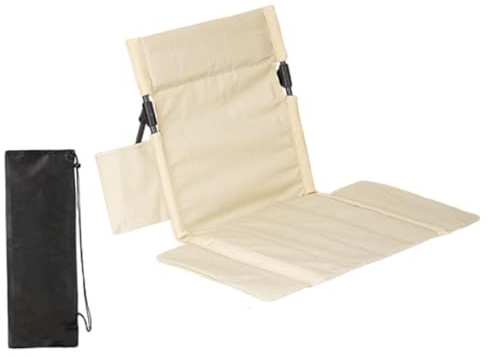 pistro Stadium Seat Bleacher Chair with Back Support - Folding Floor Chair for Picnic, Lawn, Trekking, Fishing, Concerts- Khaki