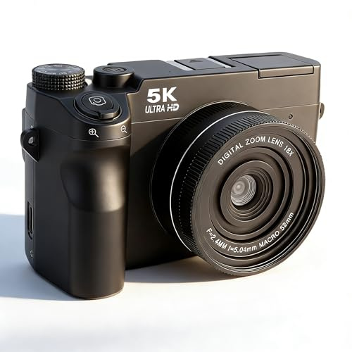 Sxhlseller Appareil Photo Numérique 5K pour la Photographie, Appareil Photo Zoom 18x 75 MP avec Double Objectif UHD, Autofocus WiFi et Appareils de Voyage pour Débutants et Adolescents, (Black)