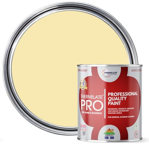 Thermilate PRO FLEX Interior & Exterior Paint - Professional Multi-Surface Paint & Primer for All Walls, Wood, Furniture, Kitchen Cupboards & Garden | All-in-One - Light Yellow - 2.5L - Matt