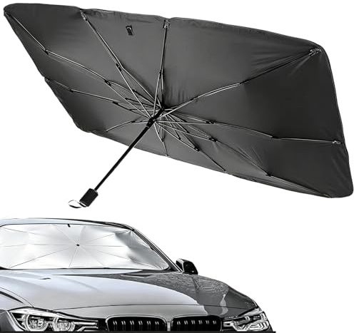 Parasol Coche Delantero Plegable, Parasol Paraguas Coche, Protector Solar Coches, Protección UV, para la Mayoría de Los Vehículos