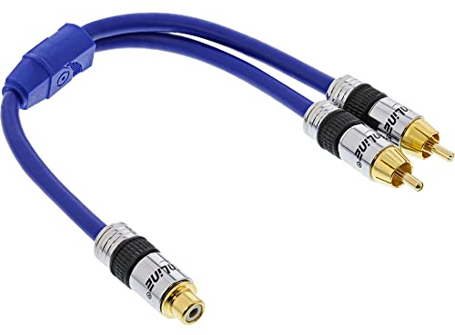 InLine 89927P - Adaptador para cable (macho/hembra, 1x RCA F, 2x RCA M, Azul)