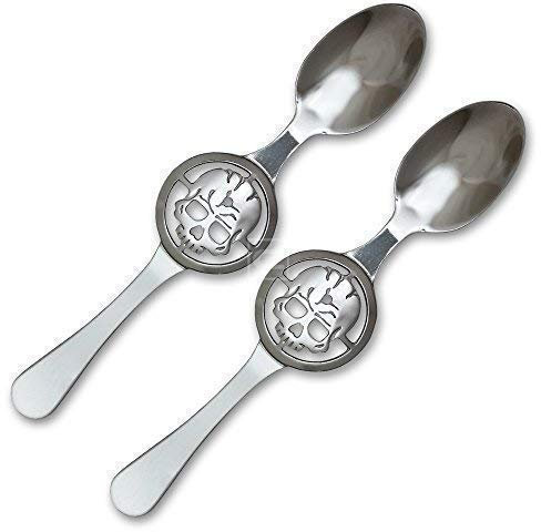 2x Absinth Löffel Totenkopf - Absinthe Skull Spoon - Cuillère à Absinthe originale