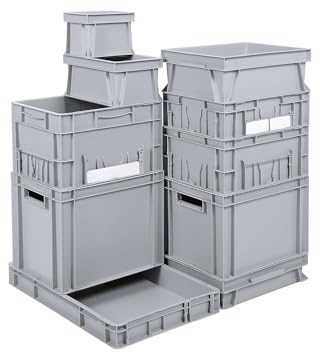 kaiserkraft | Contenitori impilabili Euro | capacità 13 l | lungh x largh x alt 400 x 300 x 145 mm | PP | grigio