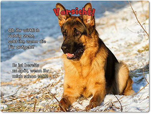 Merchandise for Fans Blechschild/Warnschild/Türschild - Aluminium - 20x30cm - mit Spruch - Motiv: Deutscher Schäferhund - 04