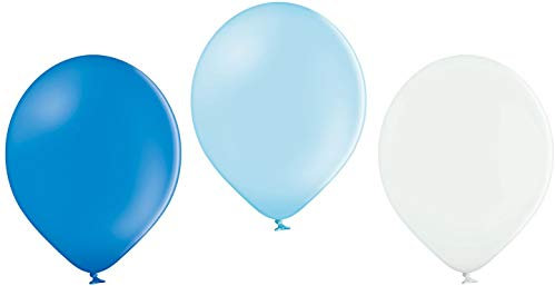 Ballonheld 50 Luftballons 3 Farben hellblau, blau, weiß Qualitätsballons 27 cm Ø (Standardgröße B85)