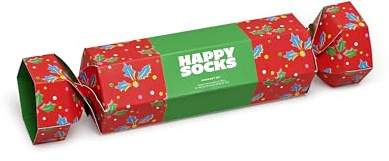 Happy Socks 2-Pack Christmas Cracker, färgglada och roliga, Strumpor för män och kvinnor, Röd-Grön-Vit (41-46)