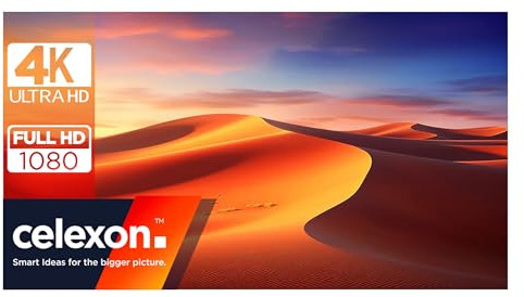 celexon Expert PureWhite Écran de Projection 130 | 280x175 cm 16:10 | Cadre de présentation étroit Blanc Mat 4K, Full-HD pour Home cinéma et Bureau vidéoprojecteur | Fixation Murale discrète