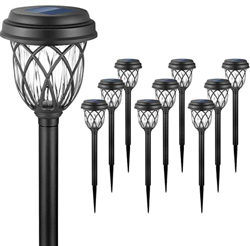 EXCMARK 10 Pack Solar Lights Outdoor Garden Pathway Solar Powered Yard Lights for Walkway Sidewalk Driveway.