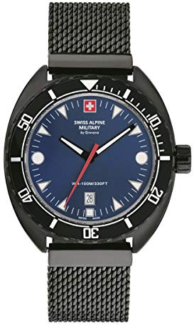 Swiss Alpine Military Herren Uhr Analog Quarz 7066.1175SAM Edelstahl