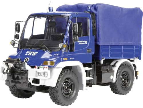 Carson 500907722 1:12 MB Unimog U300 THW 2.4G 100% RTR - Ferngesteuertes Fahrzeug, RC Fahrzeug, RC Unimog mit Funktionen, 100% Komplettset blau