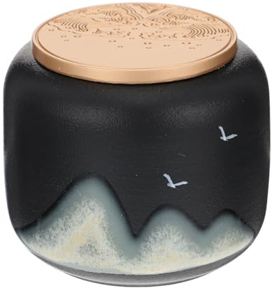 Cabilock Ceramic Tea Jar 230Ml Airtight Tea Canister for Loose Leaf Storage Mini Portable Pot with Sealed Lid Moisture Protection for Kitchen
