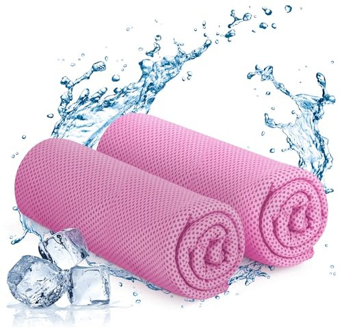 KAYMAN Cooling Gym Towel - Light Blue (2 Pack - 120x35cm), Soft & Breathable Microfibre Towel, Quick Dry Yoga, Cooling for Neck & Face, Sport for Golf, Running, Hiking & Workout