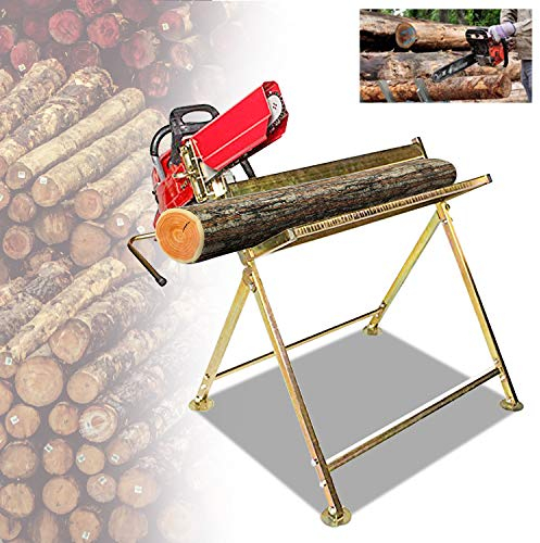 Daromigo Sägebock mit Kettensägen-Halterung, Kettenschutz, Messstab, 81x72x78,5 cm, Stabile Sägeständer klappbar bis 150 kg, Geeignet für Sägewerke Werkstätten