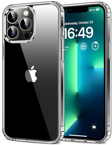 HOOMIL Hülle für iPhone 13 Pro, Anti-Vergilbung, Transparent | Stoßschutz, Durchsichtige Kratzfeste Harte Rückseite, Unterstützt Kabelloses Laden