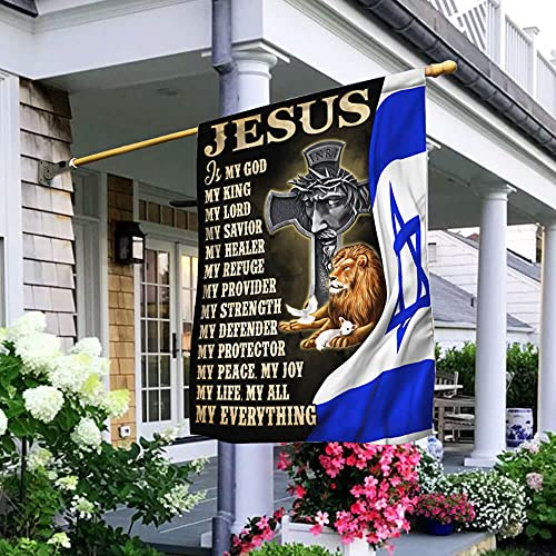 Indoor Flagge Wind Und Regenfeste Yard Sign Perfekte Parteifahne Décor Für Veranda Outdoor Bauernhof Jesus-Flagge, Mein Gott. Meine Alles-Israel-Flagge 70x100cm