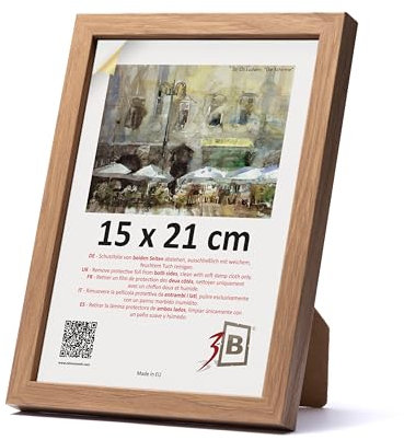 3-B Cadre de l'image MEGA - Marron (chêne avec un grain de bois visuellement doux) - 15x21 cm (A5) - cadre photo en bois avec verre acrylique