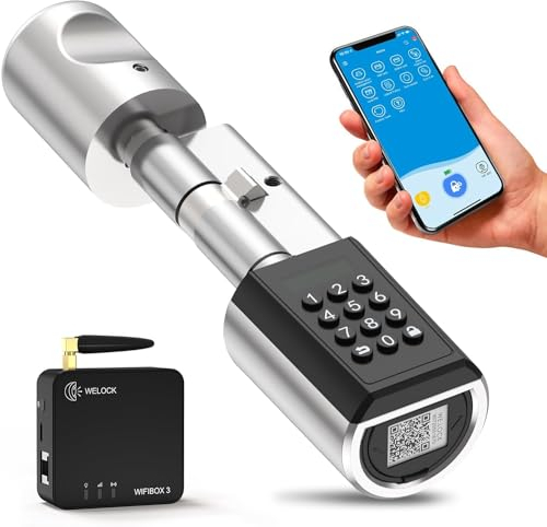 WELOCK PCB41 mit WiFiBox Elektronisches Türschloss mit Passwort,RFID Karte,WiFi,Bluetooth APP,elektronisches türschloss haustür IP65,verstellbarer zylinder code türschloss,SmartLock