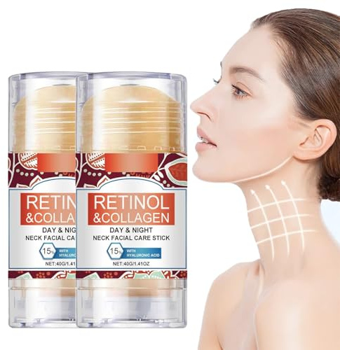 Barra Para Cuidado Facial y Cuello con Colágeno y Retinol para Día y Noche, Crema Hidratante Facial Con Colágeno Y Retinol Y Ácido Hialurónico, Crema Antiarrugas Para Rostro Y Cuello(2PACK)