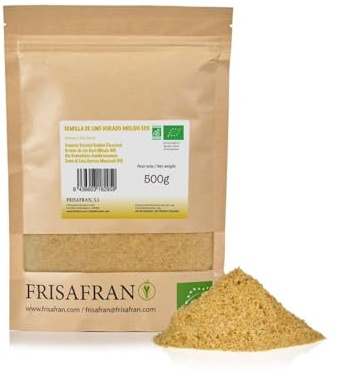 FRISAFRAN | Graines de lin doré moulues Bio 500g | Farine de Lin | Superaliment | Lin Doré | Graines de lin brun | Acides gras | Source naturelle de fibres | Oméga 3 | 100% végétalien | Sans gluten