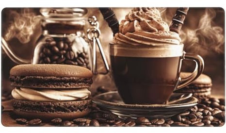 Gaming Mauspad XXL,800 x 300 x 3mm Mousepad Verlängertes Groß Mauspad Schreibtischauflage,Genähte Kanten rutschfeste Gummibasis,Verbessert Präzision Geschwindigkeit Home Office Kaffee Dessert L-2435
