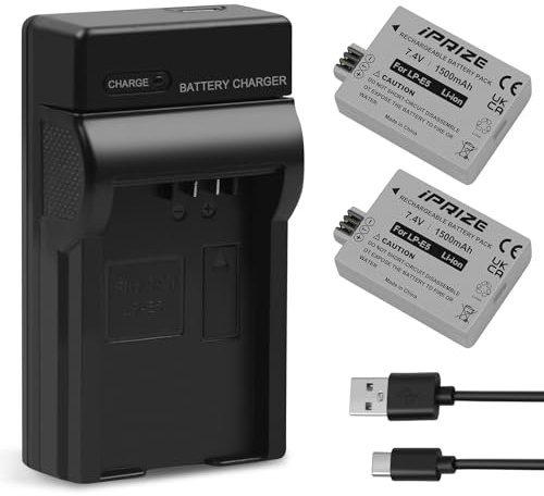 iPrize 2X LP-E5 Akku 1500mAh und USB-Ladegerät für Canon EOS 450D, 500D, 1000D, Rebel T1i, Rebel XS, Rebel XSi, Kiss X2, Kiss X3, Kiss F
