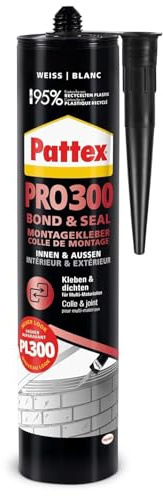 Pattex PRO 300 Bond & Seal Montagekleber & Dichtmasse, Weiß, 1x410g | Hochelastisch, schnelltrocknend, für innen & außen, witterungsbeständig, stärker als Silikon, verklebt Naturstein