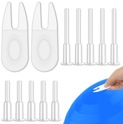 Lot de 12 pompes à air manuel pour ballons de fitness / balles de yoga, pompe à air manuelle pour ballons de fitness, pompe à air pour ballons de fitness, aiguille à bouchon d'air (blanc, rose)